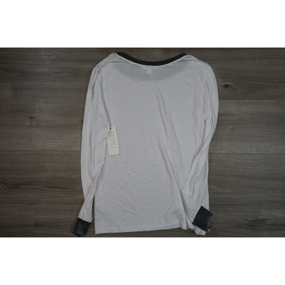 New Treasure & Bond Ringer T-Shirt Women's XS White Gray Lightweight Knit Tee - Picture 2 of 6
